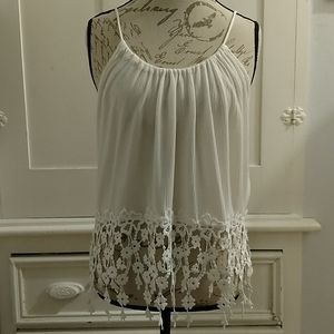 🎀Aiden Y drawstring white camisole Sz L